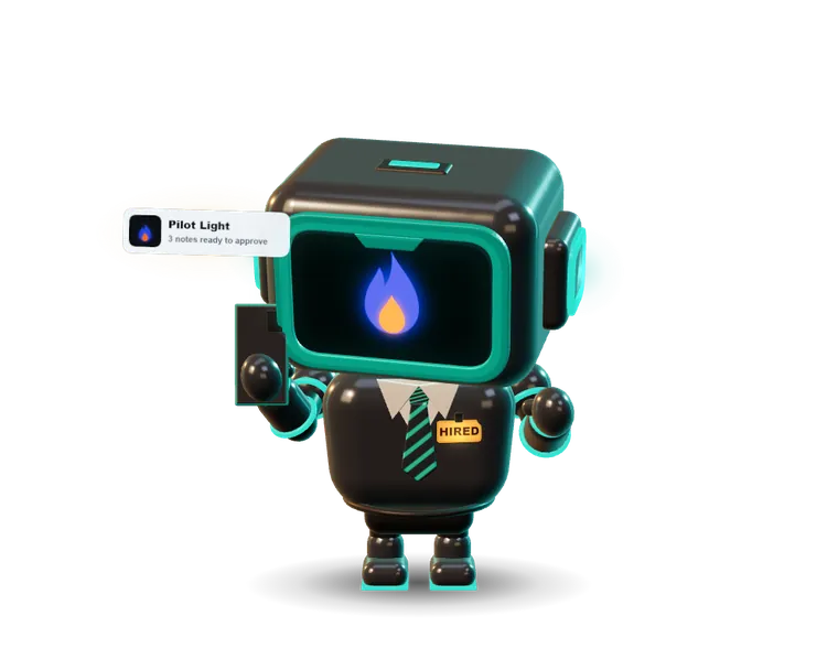 Jarvis holding a phone; a notification pops and a little flame lights up on its face
