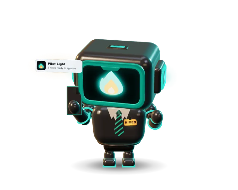 Jarvis holding a phone; a notification pops and a little flame lights up on its face